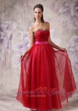 Plus Size Customize Red Sweetheart Prom / Evening Dress with Fuchsia Slash