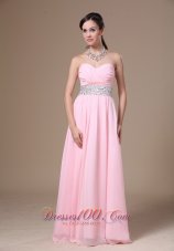 Plus Size Beaded Decorate Waist Chiffon Sweetheart Pink Empire 2013 Prom Dress