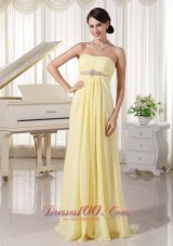 Plus Size Light Yellow Chiffon Beaded Empire Prom / Evening Dress For New Arrival