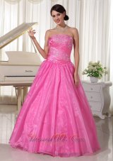 Plus Size Rose Pink Embroidery With Beading Quinceanera Dress With Ruch A-line Taffeta and Organza