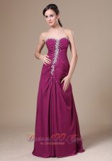 Designer Fuchsia Floor-length Prom Dress For Prom With Beaded Decorate In Sterling