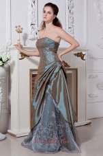 Designer Olive Green Empire Strapless Embriodery Mother Of The Bride Dress Floor-length Taffeta and Organza