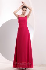 Designer Cheap Hot Pink Straps Beading Bridesmaid Dress Empire Floor-length Chiffon