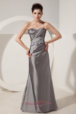 Designer Cheap Grey Prom Dress Column Beading Sweetheart Floor-length Satin