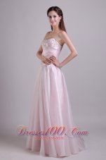 Designer Baby Pink Empire Sweetheart Floor-length Organza Beading Prom /Homecoming Dress