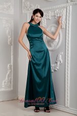 Designer Peacock Green Mother Of The Bride Dress For Custom Made Empire Scoop Ankle-length Taffeta Beading