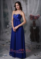 Designer Luxurious Royal Blue Mother of the Bride Dress Empire Sweetheart Beading Chiffon and Elastic Woven Satin Floor-lenth
