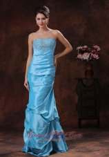 Designer Aqua Blue Mermaid Prom Dress Clearances With Beaded Decorate Bust In Albertville Alabama