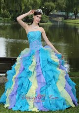 New Sweet Appliques Ruffles Layered Colorful Quinceanera Dress Wear For Graduation