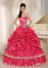 New 2013 Hot Pink Beaded Appliques and Pick-ups Quinceanera Dress For Custom Made In Koloa City Hawaii