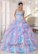Popular Beautiful Multi-color Quinceanera Dress Sweetheart Organza Appliques Ball Gown