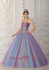 Popular Elegant Multi-color Quinceanera Dress Sweetheart Tulle Beading Ball Gown