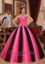 Popular Multi-colored Ball Gown Sweetheart Floor-length Tulle Beading Quinceanera Dress