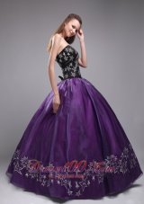 Popular Exclusive Eggplant Purple Quinceanera Dress Sweetheart Organza Embroidery Ball Gown