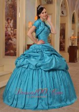 Discount Elegant Teal Quinceanera Dress Sweetheart Taffeta Beading Ball Gown