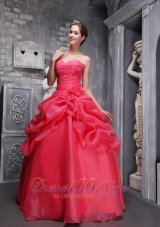 Discount Pretty Coral Red Quinceanera Dress Sweetheart Organza Beading and Ruch Ball Gown