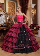 Multi-color Ball Gown Strapless Floor-length Organza Appliques Quinceanera Dress