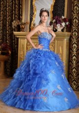 Classical Royal Blue Quinceanera Dress Sweetheart Ruffles Organza Ball Gown Fashion