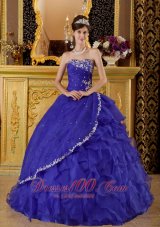 Gorgeous Purple Quinceanera Dress Strapless Organza Appliques Ball Gown Fashion