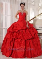 Vintage Red Quinceanera Dress Sweetheart Taffeta Beading Ball Gown Plus Size