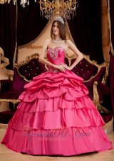 Pretty Hot Pink Quinceanera Dress Sweetheart Taffeta Appliques Ball Gown Plus Size