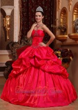New Red Quinceanera Dress Strapless Taffeta Beading Ball Gown Plus Size