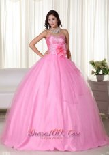Pink Gown Sweetheart Floor-length Tulle Beading Quinceanera Dress Plus Size
