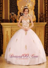 Exclusive White Quinceanera Dress Strapless Organza Appliques Ball Gown Pretty