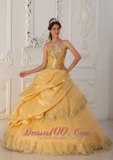 Beautiful Gold Quinceanera Dress Sweetheart Taffeta and Organza Beading A-Line / Princess Pretty