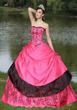 Hot Pink For 2013 Quinceanera Dress Hand Made Flowers With Embroidery Pretty