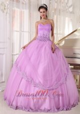 Cheap Lavender Ball Gown Sweetheart Floor-length Taffeta and Tulle Appliques Quinceanera Dress