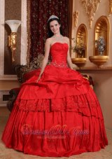 Cheap Beautiful Red Quinceanera Dress Sweetheart Taffeta Beading and Appliques Ball Gown