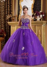 New Purple Quinceanera Dress Sweetheart Appliques Tulle Ball Gown  for Sweet 16