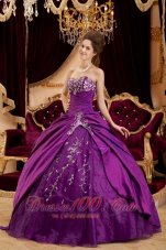 Exquisite Purple Quinceanera Dress Sweetheart Taffeta and Tulle Appliques Ball Gown  for Sweet 16