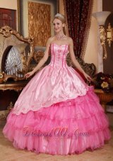 Brand New Rose Pink Quinceanera Dress Sweetheart Taffeta and Oragnza Embroidery Ball Gown  for Sweet 16