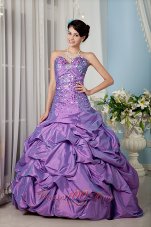 Elegant Lavender A-line Sweetheart 15 Quinceanera Dress Taffeta Sequins Floor-length  for Sweet 16