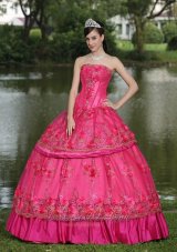 Hand Made Flowers and Beading Floor-length Taffeta Modest Style For 2013 Quinceanera Dress  for Sweet 16