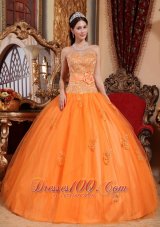 Puffy Classical Orange Quinceanera Dress Sweetheart Tulle Appliques Ball Gown