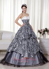 2013 Luxurious A-line / Princess Sweetheart Floor-length Zebra and Organza Beading and Ruch Quinceanera Dress