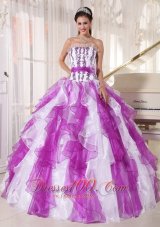 2013 Beautiful Colorful Quinceanera Dress Strapless Organza Beading Ball Gown
