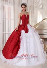 2013 Wonderful Wine Red and White Quinceanera Dress Sweetheart Organza and Taffeta Beading Ball Gown