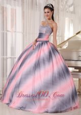 2013 Classical Ombre Color Quinceanera Dress Sweetheart Chiffon Beading and Ruch Ball Gown