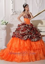 2013 Sweetheart Sweep / Brush Train Leopard and Organza Appliques Ball Gown