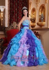 2013 Multi-color Ball Gown Sweetheart Floor-length Organza Beading and Appliques Quinceanera Dress