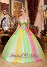 2013 Latest Multi-color Quinceanera Dress Sweetheart Tulle Beading Ball Gown