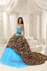 2013 Leopard and Organza Beading Decorate Sweetheart Neckline Exquisite Style For 2013 Quinceanera Dress