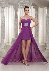 Best High-low Ruched Bodice Sweetheart Chiffon Prom Dress With Beading