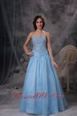 Best Impression Baby Blue A-line Sweetheart Prom Dress Oraganza Beading