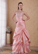 Best Baby Pink Column Sweetheart Floor-length Taffeta Beading and Ruch Prom / Celebrity Dress