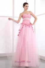 Best Pink Sweetheart Taffeta and Tulle Prom Dress with Appliques